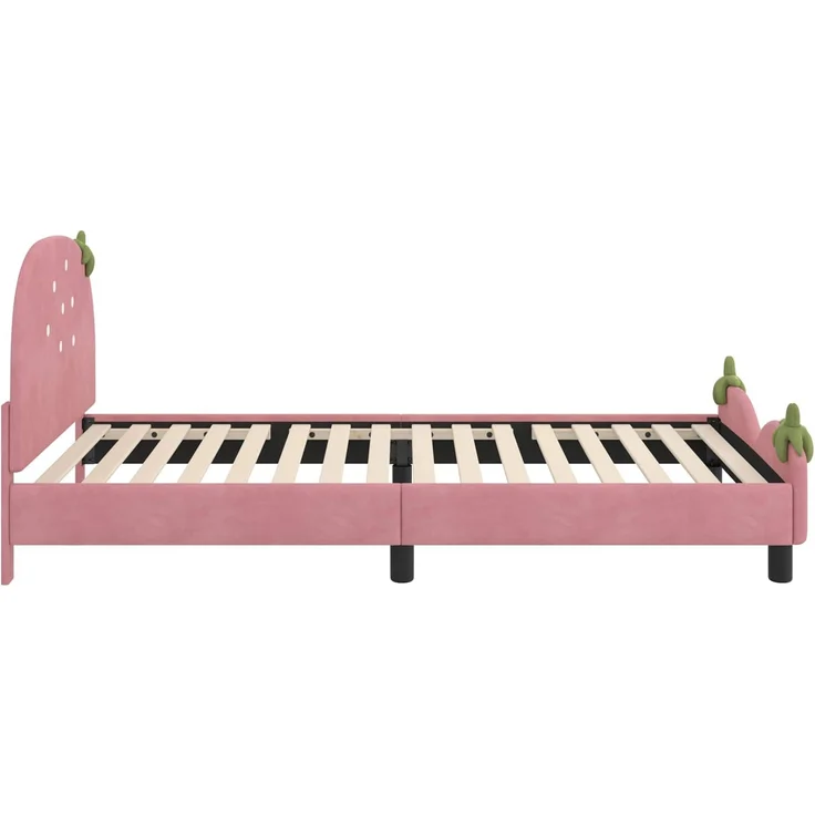 vidaXL Kinderbettgestell mit Kopfteil Rosa 90x190 cm Samt 42011077 – Bild 5