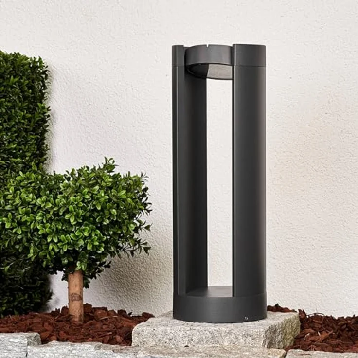 Lucande LED Wegeleuchte 50 cm, drehbarer Leuchtkopf strahlwassergeschützt IP65, grafitgrau, 15W, warmweiß 3.000K, 598 lm – Bild 3
