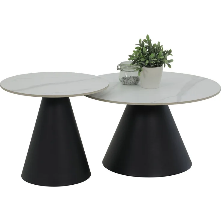 HELA Couchtisch DUSTIN (Set, 2-St), 2er Set Couchtisch, rund, Sintered Stone, Gestell kegelförmig – Bild 3