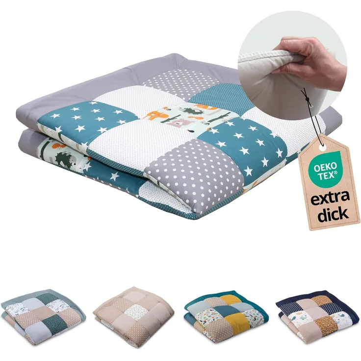 Ullenboom Krabbeldecke & Laufgittereinlage 140X140 cm Waldtiere Petrol