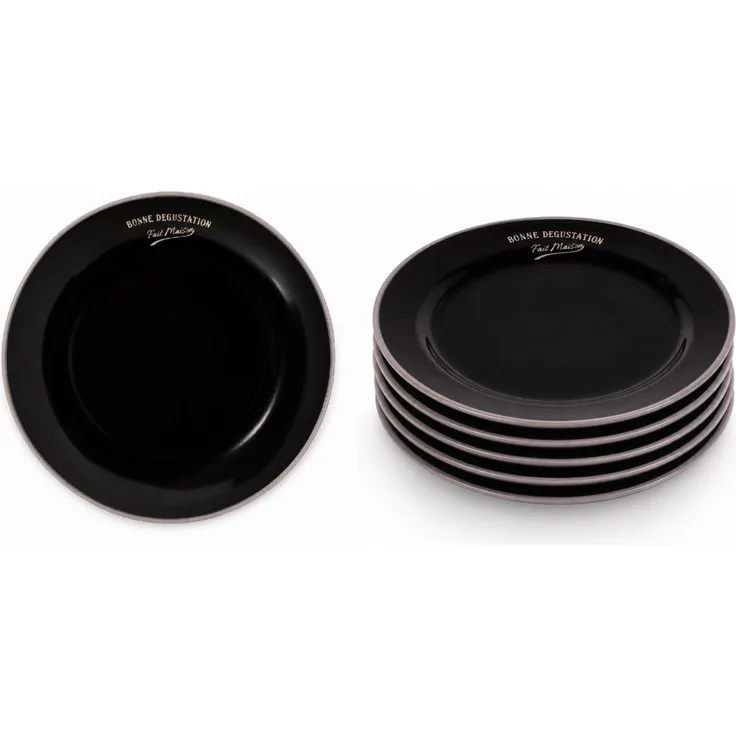 6er Set Dessertteller Bonne dégustation Keramik 22cm Antic Line SEB17174 Schwarz