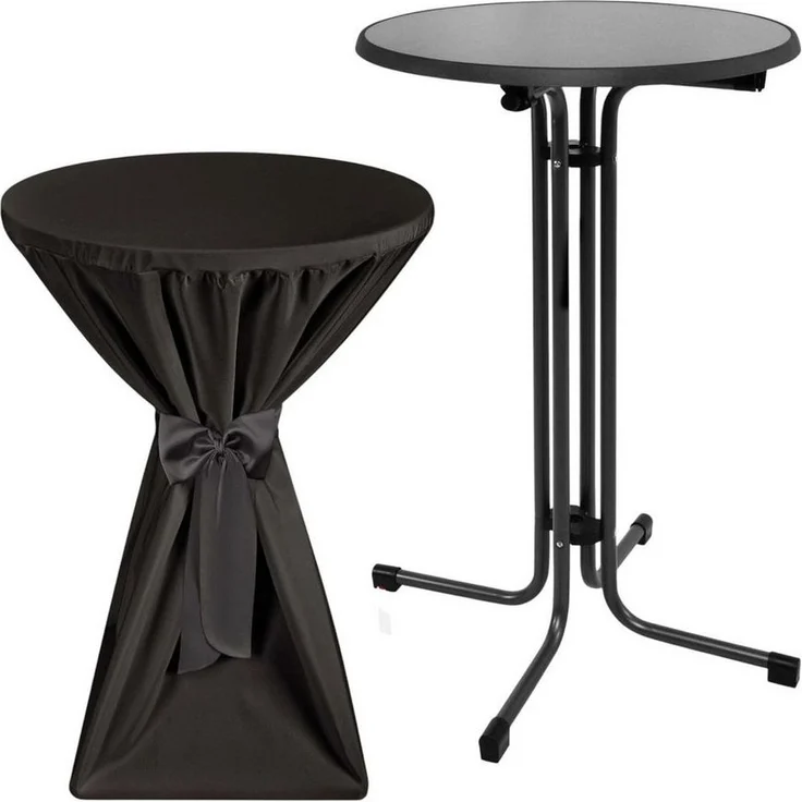 Beautissu Stehtisch Outdoor Stehtisch Sylt, klappbar, Ø80cm, Schwarz, mit Husse, Platzsparender Bistrotisch in Gastro-Qualität – Bild 5