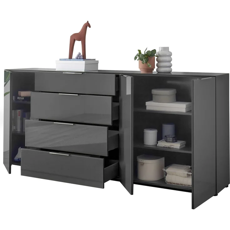 Kommode >Sean< in Anthrazit, - 226x99x40 cm ( BxHxT) – Bild 5