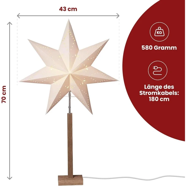 Star Stern Karo Mini Material: Holz/Papier, Farbe beige, Höhe, 55 x 34 cm – Bild 7