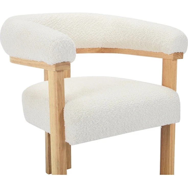 Vente-unique - Stuhl mit Armlehnen - Bouclé-Stoff & Kautschukholz - Weiß & Holzfarben - LIVELIA von Pascal MORABITO – Bild 5