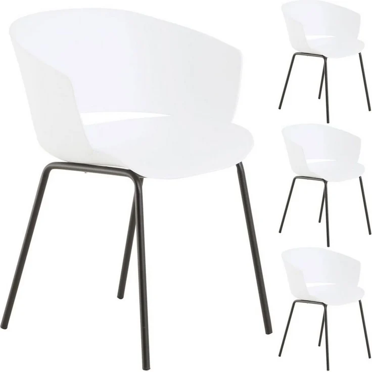 IDIMEX Gartenstuhl NIVEL (4 St), In & Outdoor Schalenstuhl modern im 4er Set, UV-beständig weiß – Bild 1