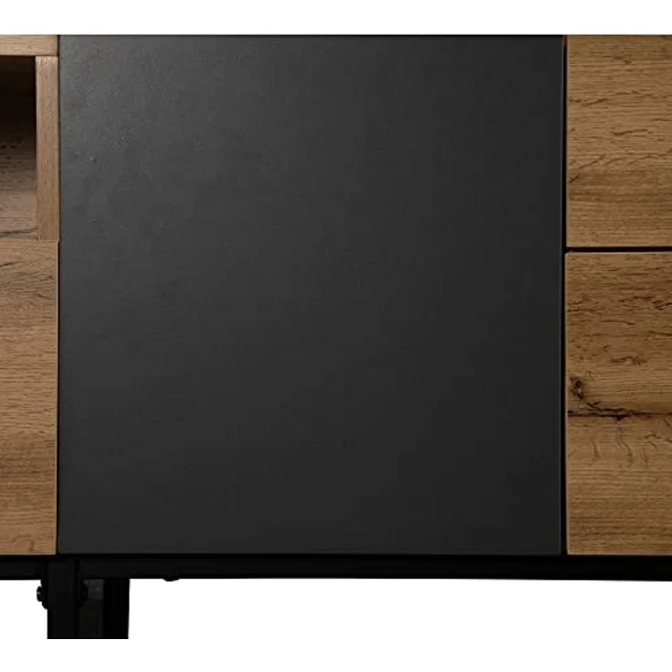 FurnitureR Farbblock-TV-Lowboard ohne Griffe, modernes Lowboard mit Flügeltüren & Stauraumfächern für Wohnzimmer & Medienbereich – Bild 7