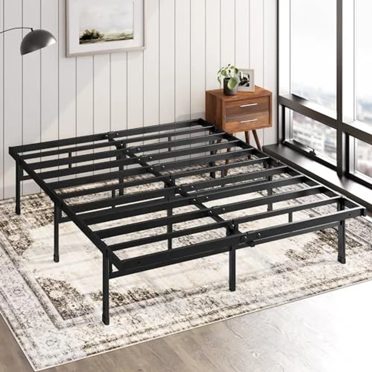 Zinus Justin Bett 120x190 cm – Bettgestell 36 cm hoch mit Stauraum unter dem Bett – Plattformbett aus Metall – Schwarz – Bild 2