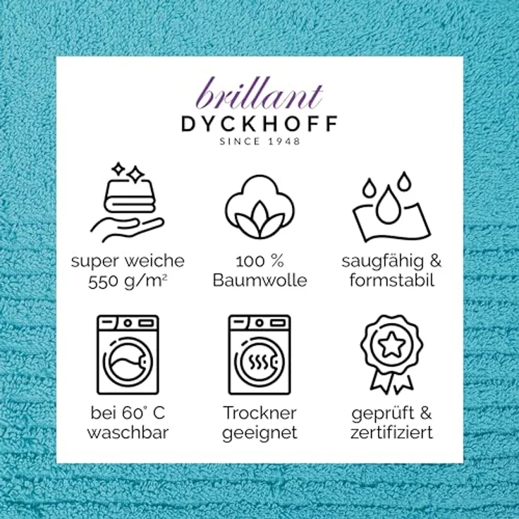 Dyckhoff Handtuch Set Brillant, Walkfrottee (Set, 6-St), mit Streifenbordüre,4 Handtücher (50x100cm), 2 Duschtücher (70x140cm) – Bild 7