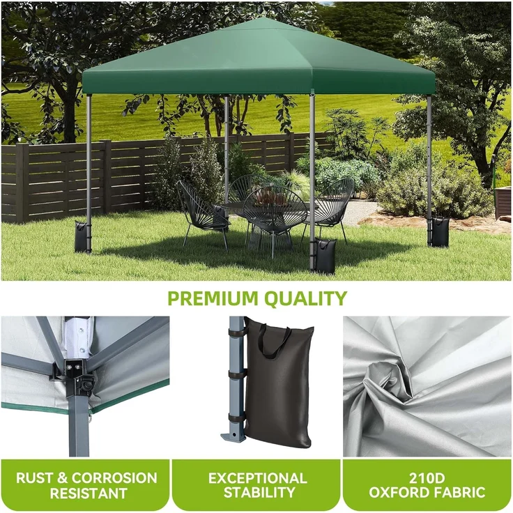 DWVO Pavillon 3x3M | 4er Set Sandsäcke, Pop Up Faltpavillon stabil & höhenverstellbar UV Schutz 50+,Gartenzelt Partyzelt für Terrasse Strand Camping Markt Festival Hellgrün verbessert – Bild 3