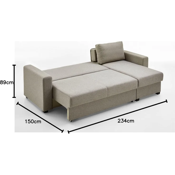 Atlantic Home Collection Dublin Schlafsofa mit Bettkasten, Polyester, Warmes Grau, L-Form Sofa – Bild 9