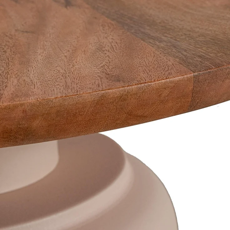 DRW Set mit 2 Beistelltischen aus Holz und Metallsockel in Natur und Beige, 60 x 60 x 47 cm – Bild 2