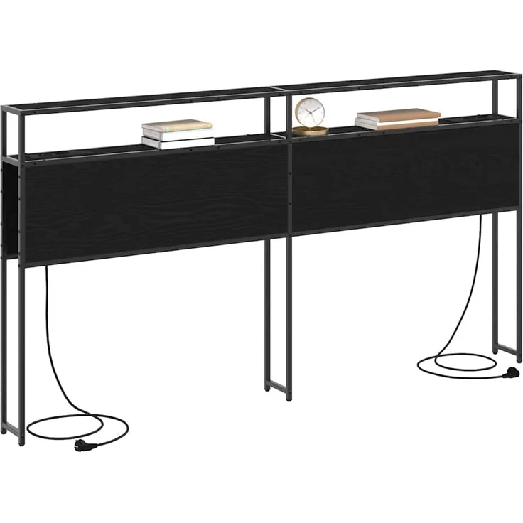 vidaXL Stauraum-Kopfteil Schwarz Eichen-Optik Holzwerkstoff 98 x 15 x 203 cm – Bild 3