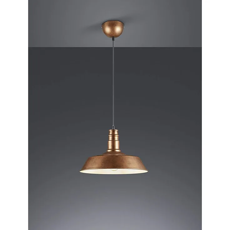 Retro Pendelleuchte WILL Lampenschirm Metall Kupfer Antik, Ø 36cm