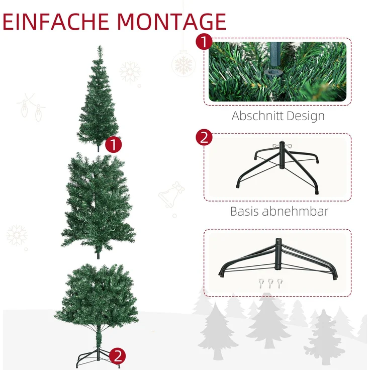 HOMCOM Weihnachtsbaum, Kunststoff, Metall, Grün, Ø81 x 210H cm – Bild 4
