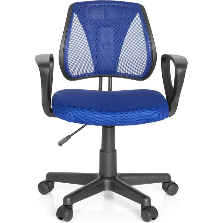 hjh OFFICE 725101 Kinder- und Jugenddrehstuhl KIDDY CD Netzstoff Dunkelblau höhenverstellbarer Schreibtischstuhl mit Armlehnen