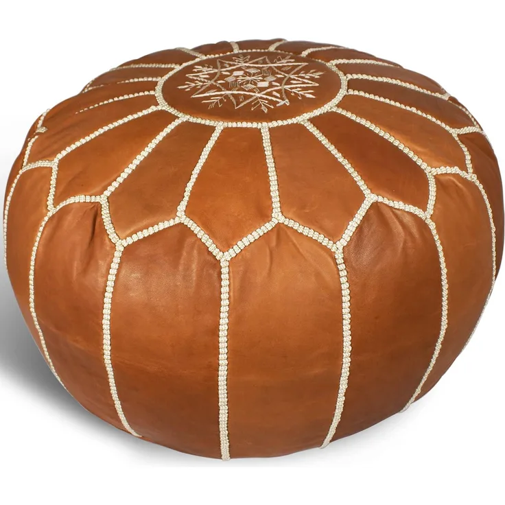 MARRAKESH STYLE Amazing & Beautiful, Original Poufs Marokkanischer Leder Pouf, Naturleder Poufs, Home Gifts, Hochzeitsgeschenke, ungefüllt (Braun)