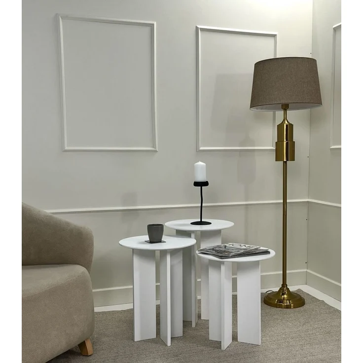 Skye Decor 'Leo (55 + 50 + 45) - White' Couchtisch-Set, Weiß, 40 x 55 x 40 cm – Bild 3