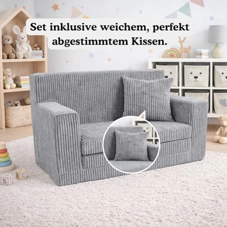 FORTISLINE Kindersofa aus Schaumstoff mit abnehmbarem Bezug Kinderzimmer – Bild 7