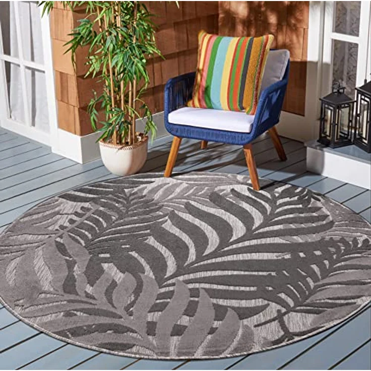 Sanat Teppich Floral Outdoor, rund, Höhe: 6 mm, In- und Outdoor geeignet, florales Design, Balkon, Terasse – Bild 2