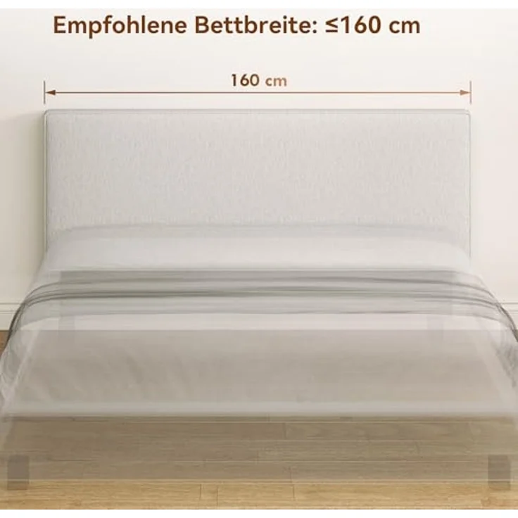 HOMCOM Kopfteil gepolstert Wandkissen mit Leinenoptik schwebend 160 x 60 cm Bettkopfteil Wandpolster für Betten Rücken Sitzbank Kopfteilkissen Kopfkissen für Schlafzimmer Cremeweiß – Bild 3