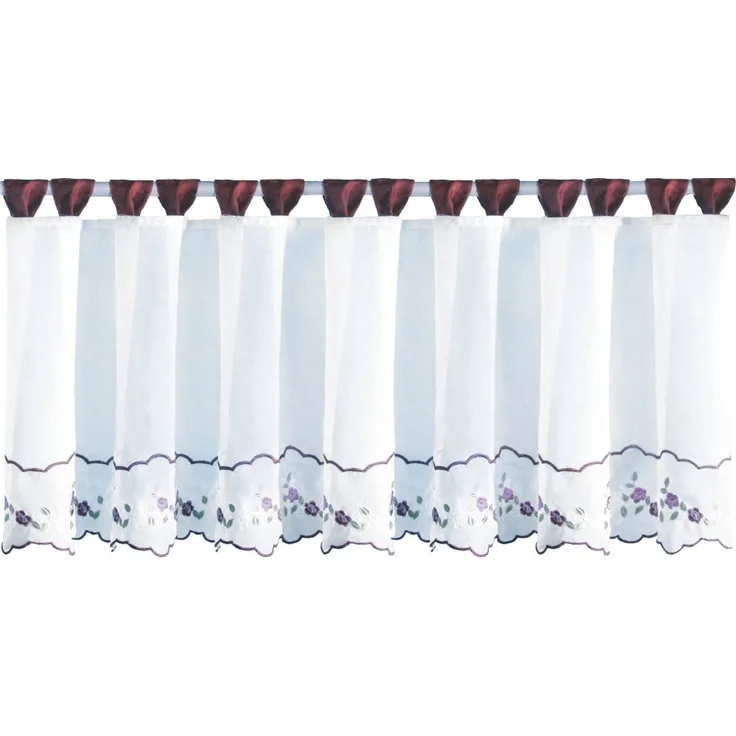 Bistrogardine mit Schlaufen ca. 150x45 cm Auswahl: weinrot - Blumen