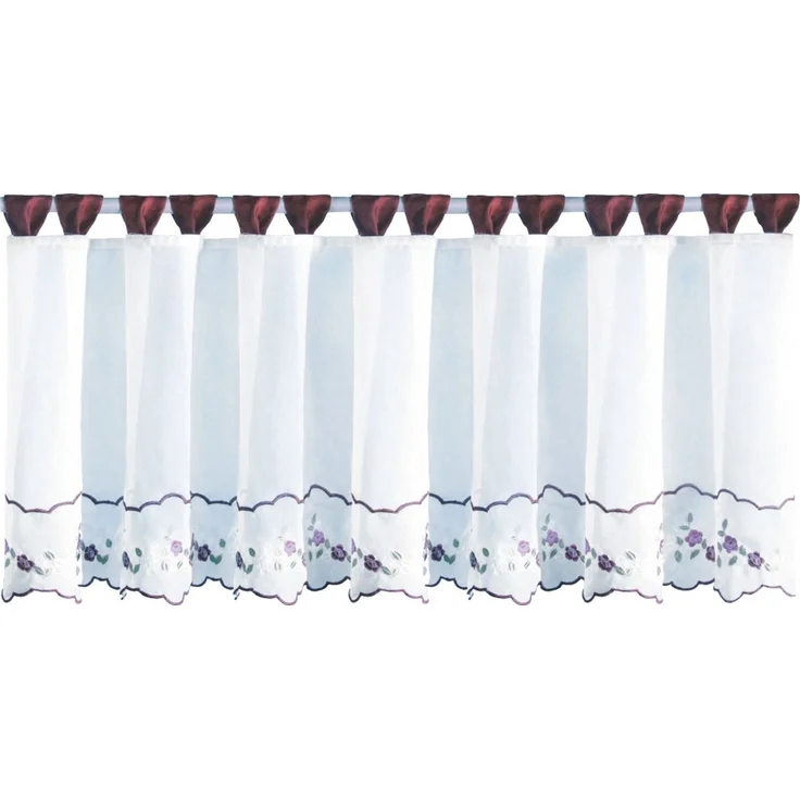 Bistrogardine mit Schlaufen ca. 150x45 cm Auswahl: weinrot - Blumen – Bild 1