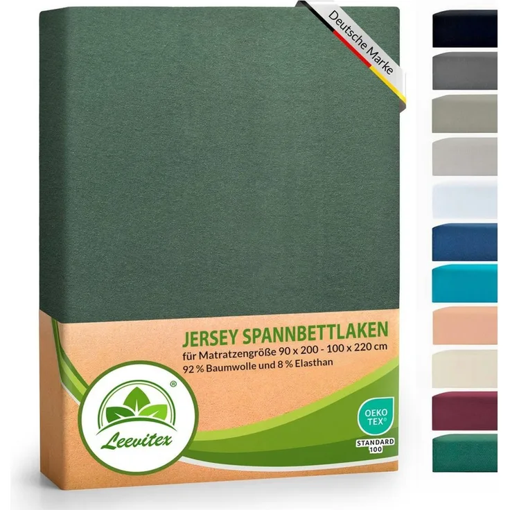leevitex® Spannbettlaken Luxus Elasthan Jersey Spannbettlaken, Gummizug: Rundum-Gummizug