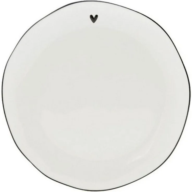 Bastion Collections Kuchenteller Schwarzes Herz, Spülmaschinengeeignet, Weiß, Motiv: schwarzes Herz