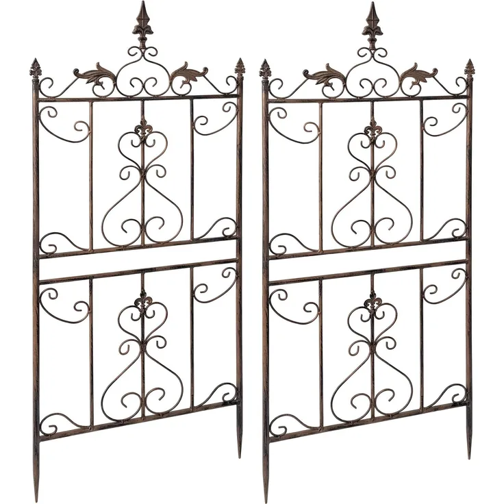 Rankgitter INES 2er Set - 51 x 3 x 124 cm, Metall, Braun | Rankhilfe Kletterpflanzen Gartendekoration