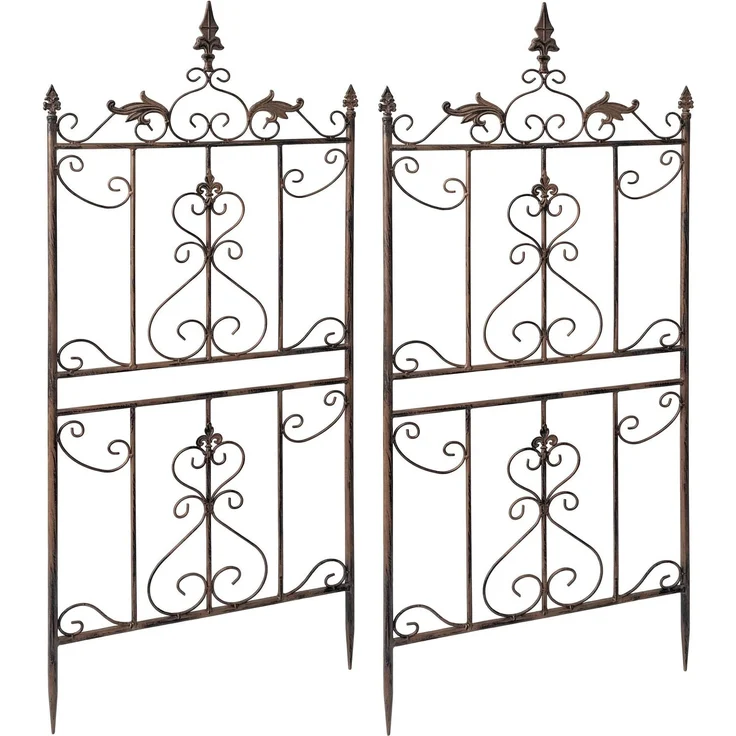 Rankgitter INES 2er Set - 51 x 3 x 124 cm, Metall, Braun | Rankhilfe Kletterpflanzen Gartendekoration – Bild 1