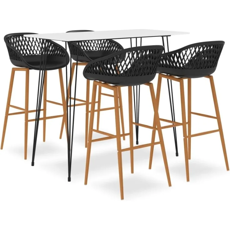 vidaXL 5-tlg. Bar-Set Weiß und Schwarz [3057406]