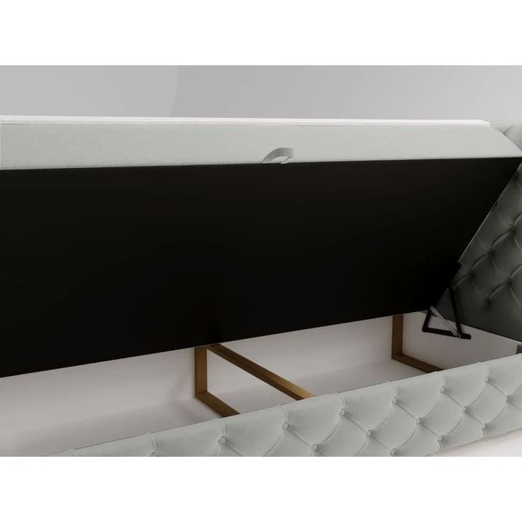 GRAINGOLD Canolo Doppelbett 180x200, Boxspringbett mit zwei Bettkästen, Glamour Stil, Velour-Stoff, Hellgrau – Bild 6