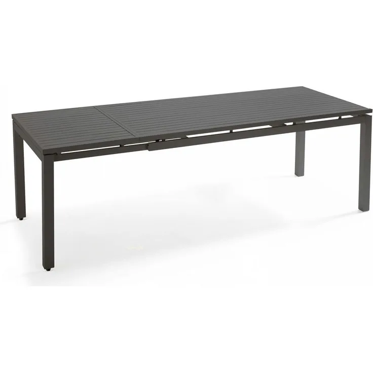 Oviala Galilée Ausziehbarer Gartentisch, Grau, 240x90 cm, aus 100% Aluminium, ideal für 6-8 Gäste