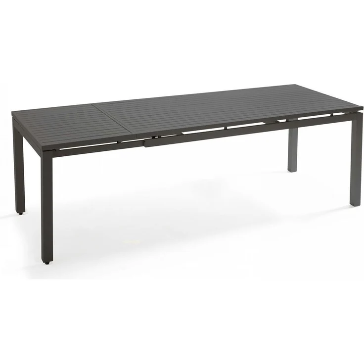 Oviala Galilée Ausziehbarer Gartentisch, Grau, 240x90 cm, aus 100% Aluminium, ideal für 6-8 Gäste