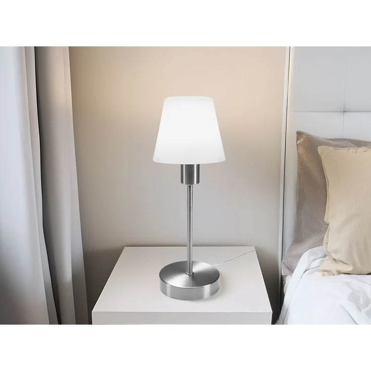LED Tischlampe MATHA mit Touch Dimmer und Glas Lampenschirm, Höhe 32cm – Bild 1
