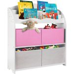 ONVAYA® Kinder Bücherregal Finn | Rosa | Kinderregal mit Boxen | Aufbewahrung von Büchern und Spielzeug | Organizer für Kinderzimmer (Bücherregal Rosa)