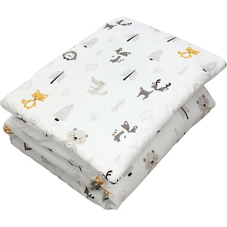 TupTam Kinderbettdecke-Set, Ganzjahresdecke, 2tlg., 1x Bettdecke, 1x Flachkissen, Wald / Fuchs / Reh / Igel / Bärchen / Beige, 135x100 cm – Bild 4