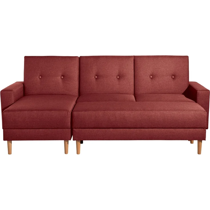 Funktionssofa mit Hocker Kattie Flachgewebe rot – Bild 3