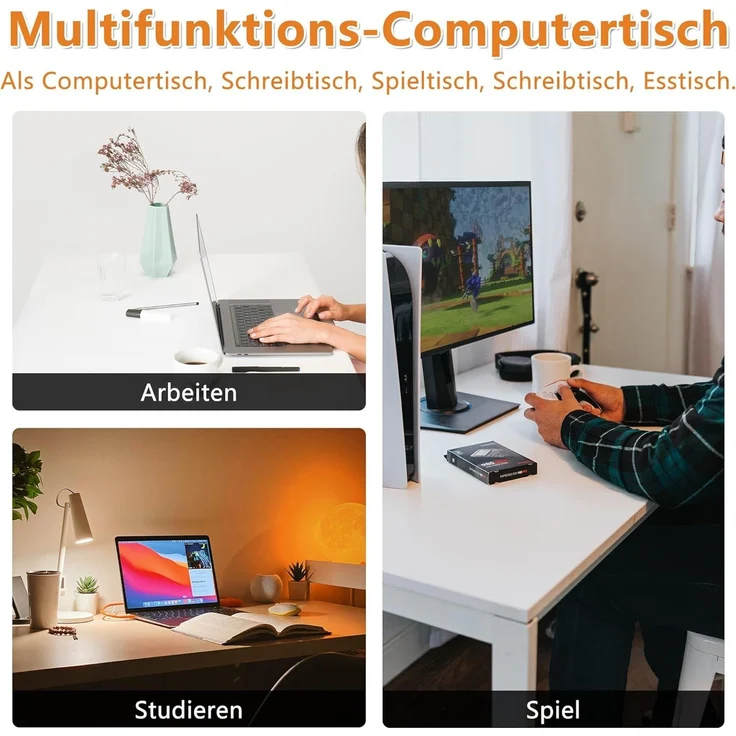 Thanaddo Arbeitstisch 60 x 120 cm Schreibtisch, Kleiner Computertisch, Bürotisch für Büro – Bild 5