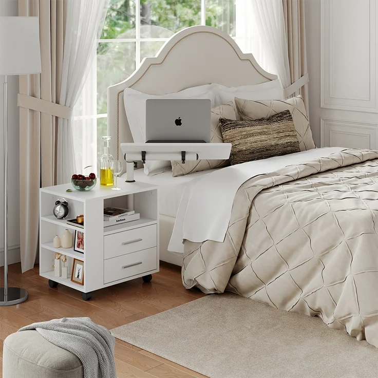 Nachttisch Bora Weiß 60 x 69 cm mit 2 Schubladen Vicco – Bild 4