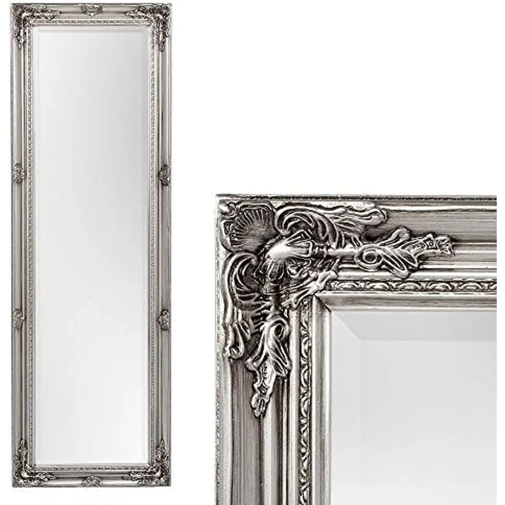 LebensWohnArt Wandspiegel Spiegel HOUSE barock Antik-Silber ca. 150x50cm