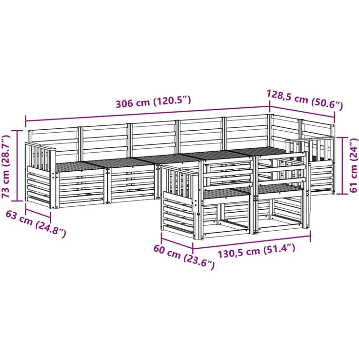 vidaXL Outdoor-Sofagarnitur 8 stk. 8-Sitzer Weiß Massivholz Akazie 3392024 – Bild 7