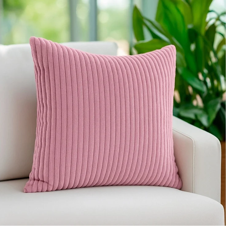 heimtexland Dekokissen Super Soft Cord Kissenbezug Sofakissen Kissenhülle, 45x45 I weich und flauschig I Kuschelkissen Kord I rosa – Bild 1