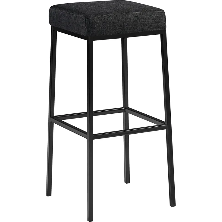 Barhocker BIDAN - Stoff Dunkelgrau 37x37x83 cm | Barstuhl Mit Lehne Tresenhocker Tresenstuhl Kneipenhocker Kneipenstuhl
