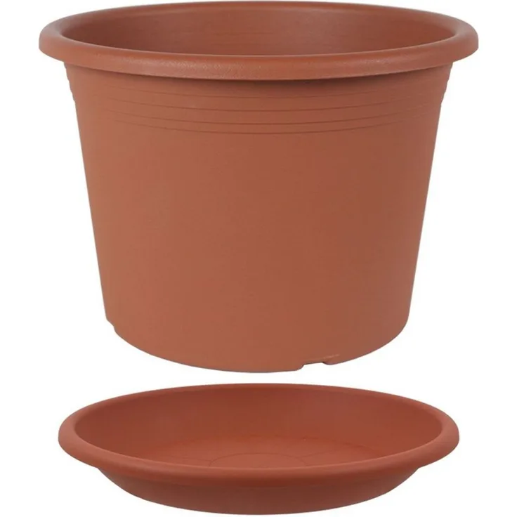 Heimwerkercenter Blumentopf MePla Blumentopf Cylindro ø18cm, Untersetzer ø17cm Terra, Kunstoff