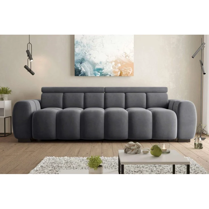 99rooms Alessio Bigsofa Velours TIFFANY Anthrazit mit Sitztiefenverstellung Lieferung Wohnung – Bild 5