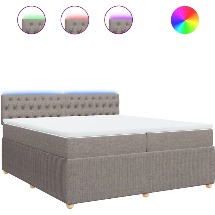 vidaXL Boxspringbett mit Matratze Taupe 200x200 cm Stoff 3289874 – Bild 2