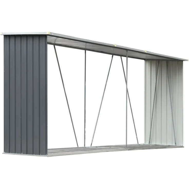 vidaXL Brennholzlager aus verzinktem Stahl 330x84x152 cm Grau 44859 – Bild 2