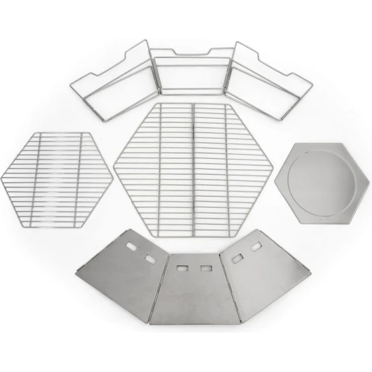Origin Outdoors 'Hexagon' Grill- und Feuerschale, Edelstahl Silber, 45 x 52 x 22,5 cm – Bild 6